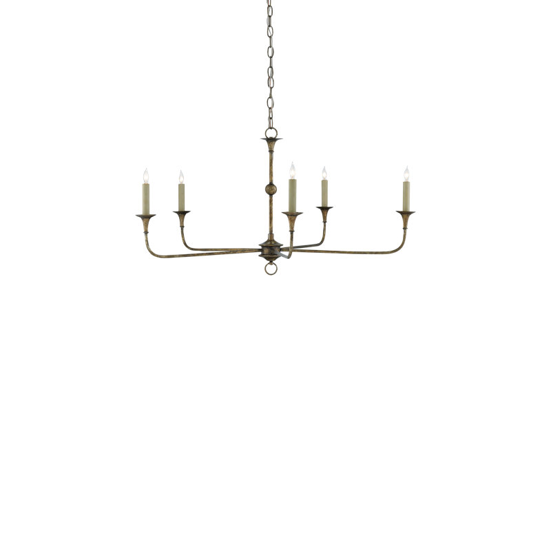 Lustre traditionnel / classique à 5 lumières de style bougie Nottaway, Bronze pyrite