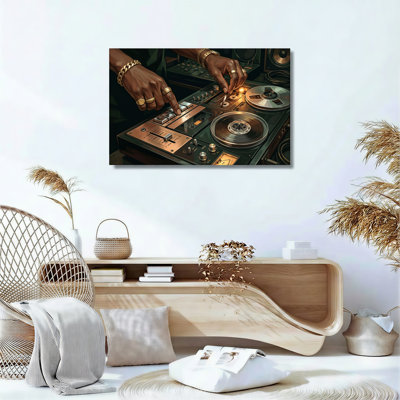 Ensemble de 1 tableau sur toile représentant du matériel de DJ