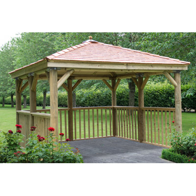 3.5m x 3.5m  Wooden Gazebo with Cedar Roof with Installation Service
