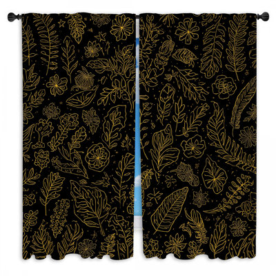 Rideaux obscurcissant et botanique Gold Botanical Illustration