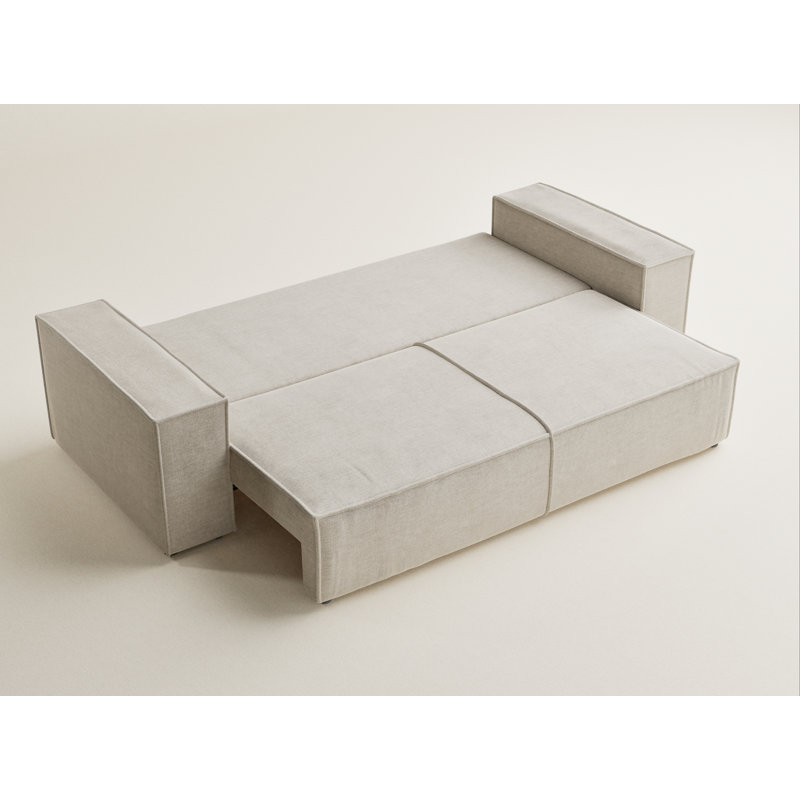 3 Seater Reclining Sofa, Cream Polyester/Chenille