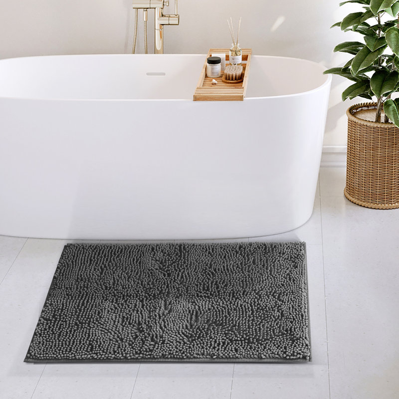 Tapis pour salle de bain en chenille ultra absorbant Kalyce, L 20 po x L 32 po, Gris