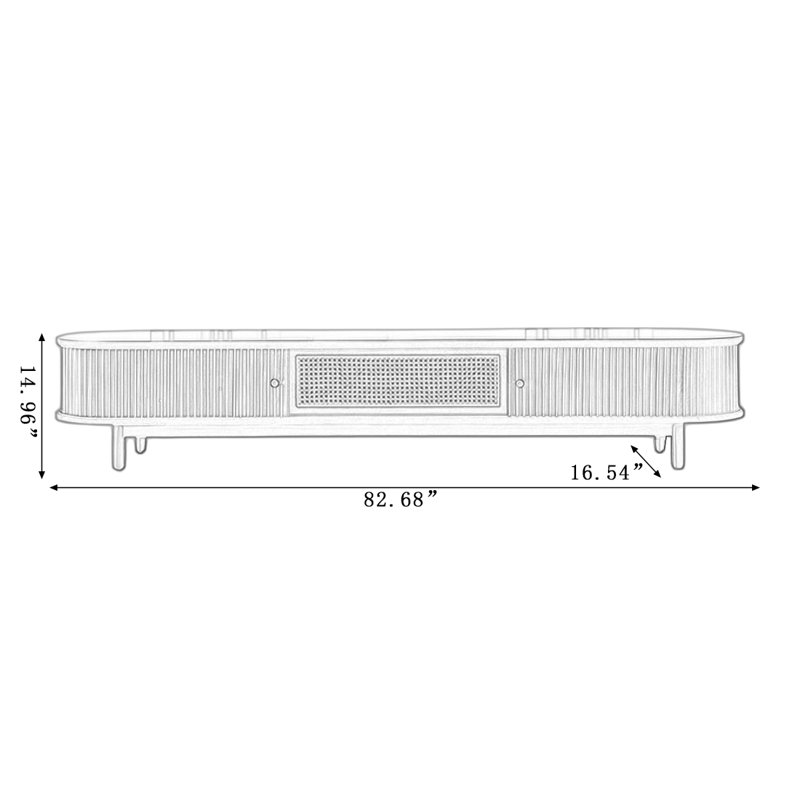 Meuble télé Modern, 14.96" H x 82.68"L x 16.54"W, Nut-Brown