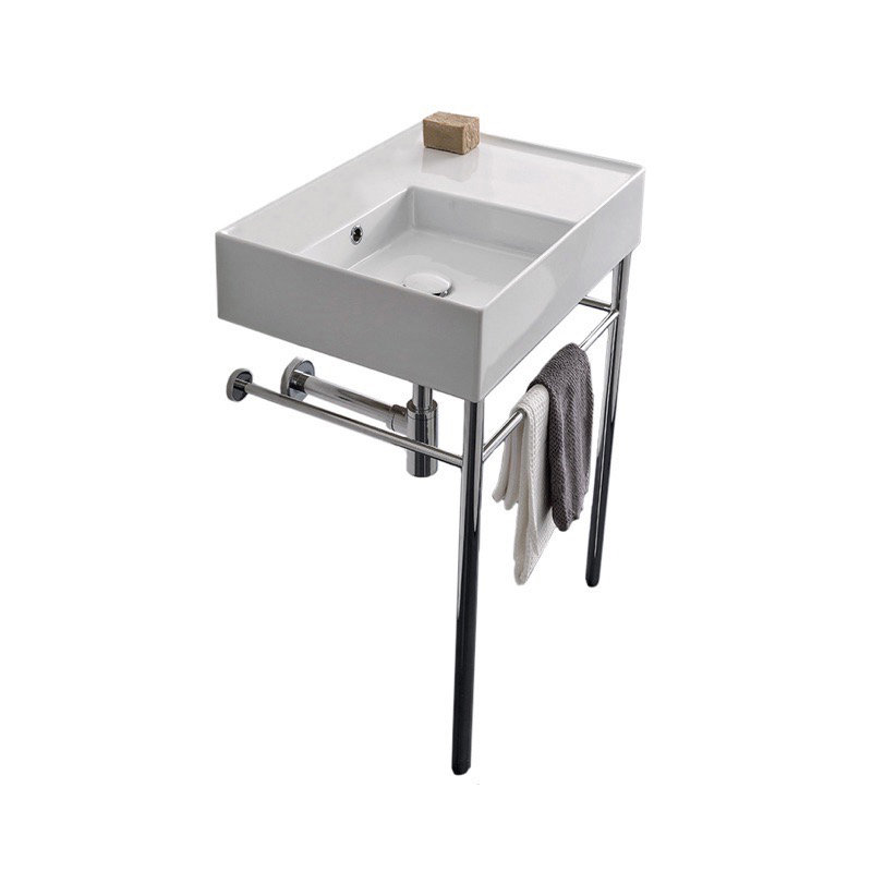 Scarabeo By Nameeks Teorema 17.32'' White Ceramic Rectangular Bathroom Sink with Overflow, No Hole