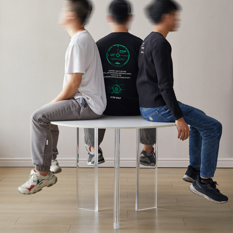 Table de salle à manger blanche, H 29,53 po x L 43,31 po x l 43,31 po