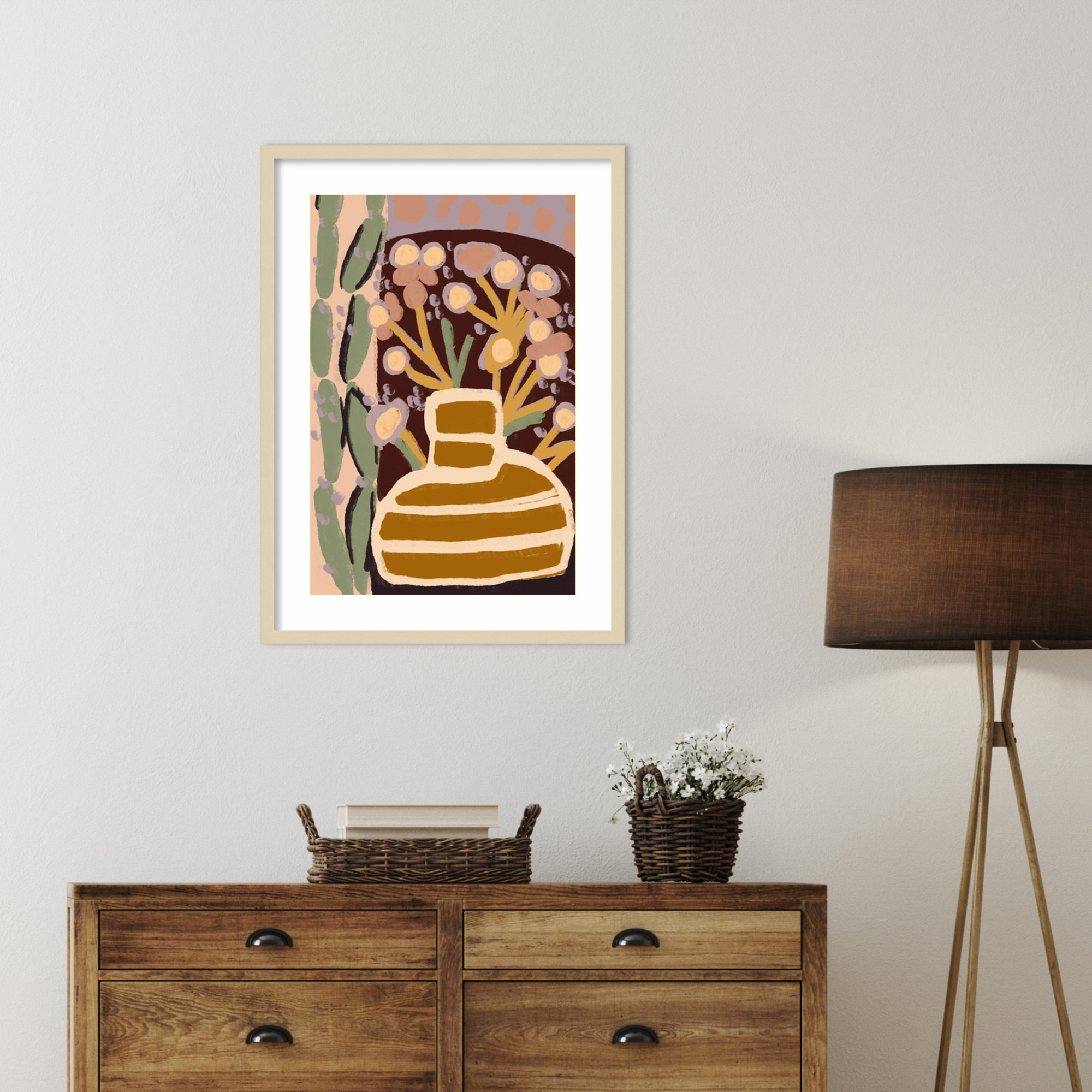 Pastel Impression by Treechild, 33" H x 24" W, Brown Framed