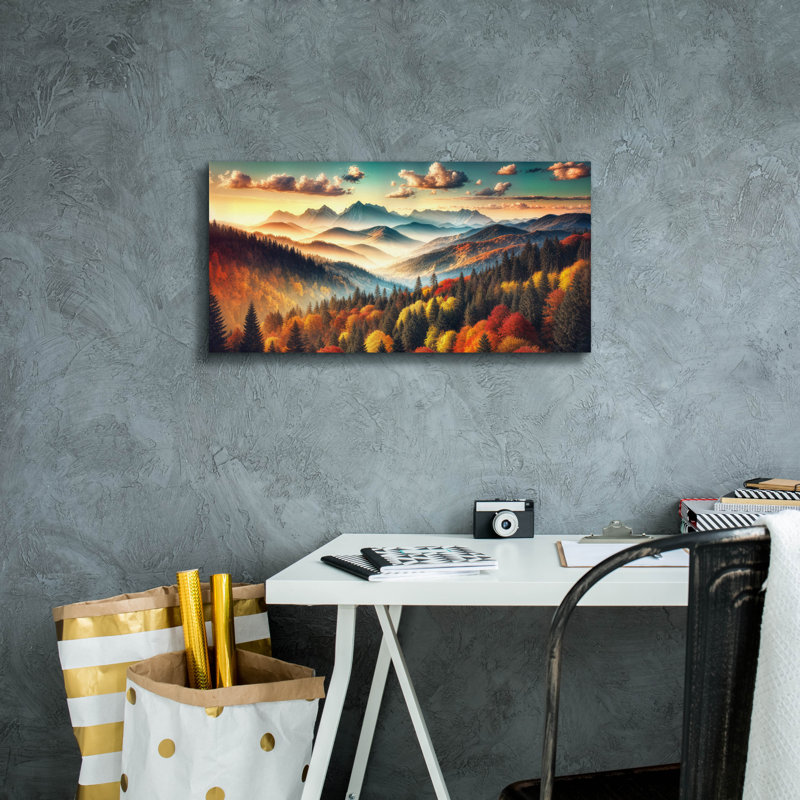Toile épique Graffiti «Mountains Fall Landscape 1» par Rey Klimt, 24 po x 12 po