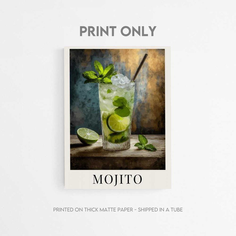 Mojito Cocktail, reproduction d'art moderne, H 40 po x l 30 po, Ne s’applique pas, Impression sans cadre