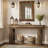 63" Farmhouse Console Table, Natural Wooden Sofa Table Rectangular Accent Console For Entryway, Hallway & Living Room (mottled Gray Brown)-876981170