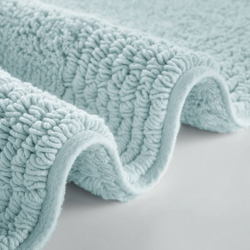 Tapis de bain réversible 100% coton touffeté 3000 g / m², Bleu, Simple - L 30 po x l 20 po