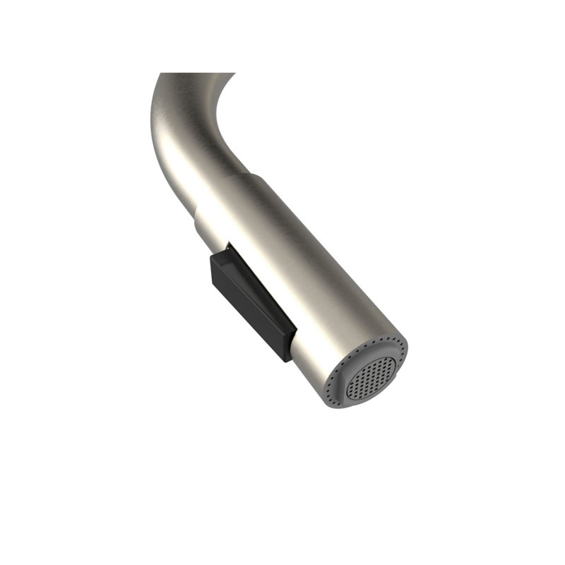 Robinet d'évier de cuisine à poignée simple rétractable en nickel brossé, Nickel brossé