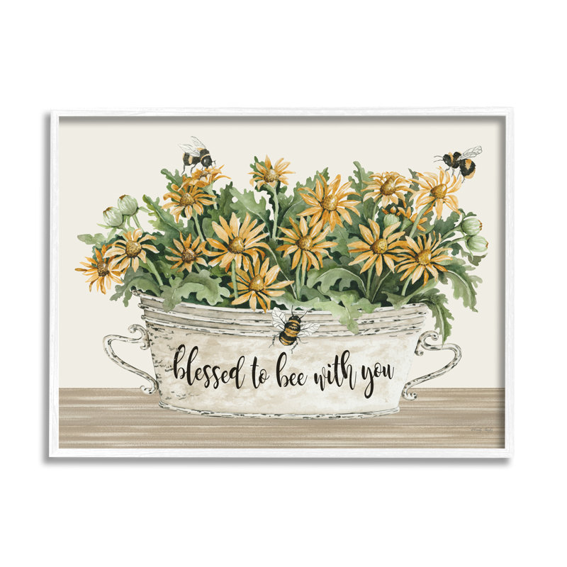 «Blessed With You Farmhouse», H 11 po x l 14 po x P 1,5 po, Giclée encadrée blanc bord de mer