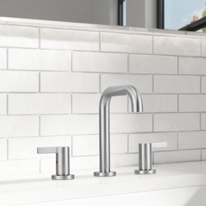 Robinet de salle de bain surdimensionné à 2 poignées avec conduites d'alimentation en eau, Nickel brossé