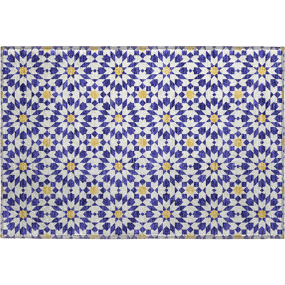 Premium Machine Washable Tweedy Navy Rug
