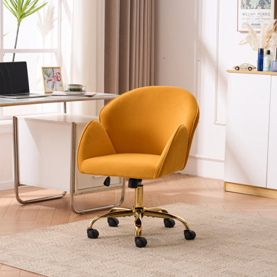Davian Upholstered Velvet Swivel Task chair with Tufted Back by Mercer41