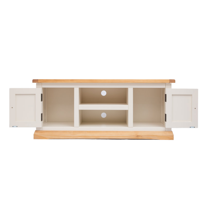 Henslee TV Stand for TVs up to 55", White/Brown/Natural