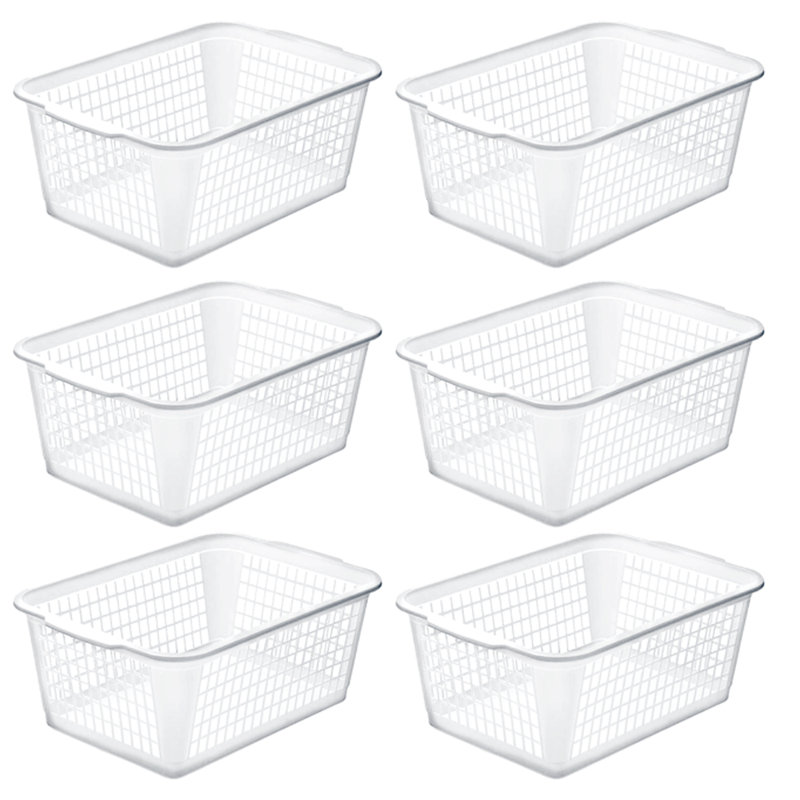 Panier de plastique, 6, Transparent, 16 x 12 x 16