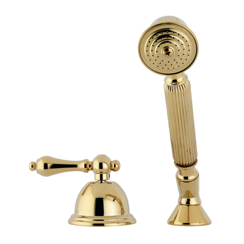 Kingston Brass Vintage Deck Mount Hand Shower with Diverter for Roman Tub Faucet, Polished Brass
