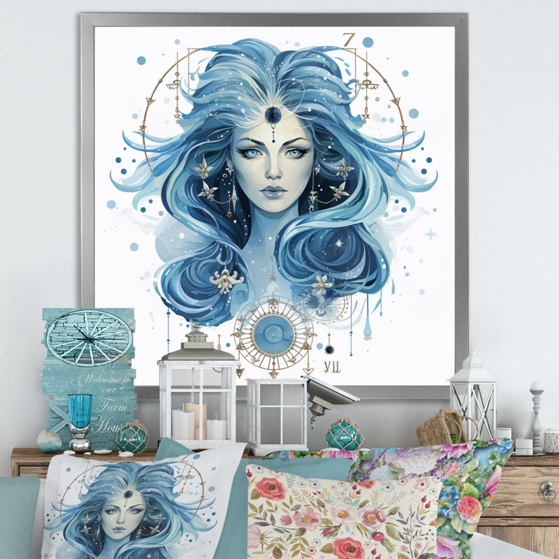 Astrologique Insight I sur impression sur toile, H 24 po x l 24 po x P 1 po, Cadre simple argenté