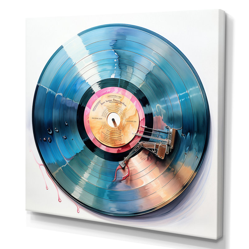 Vinyle, disques vinyle, reflets, H 24 po x l 24 po x P 1 po, Toile tendue