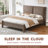 Upholstered Platform Bed with Tufted Headboard, Modern Minimalist Bed Frame for Bedroom, Soft Fabric Upholstery Bed-1828351220-1828351223