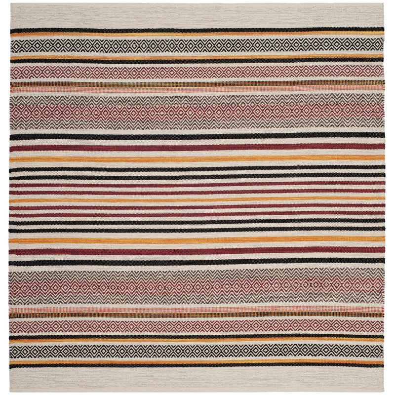 Estepp Hand Woven Cotton Striped Rug, Square 6'