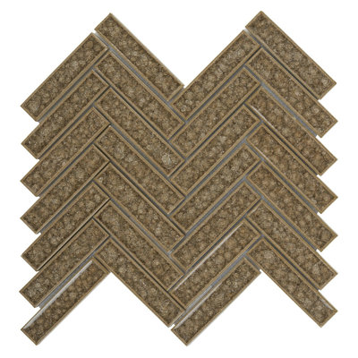 Roman Crackle Herringbone 11.75" x 11.5" Glass Mosaic Sheet Wall Tile