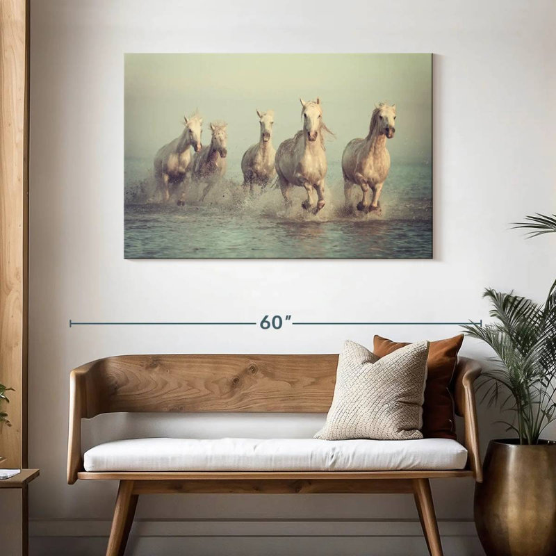 Brampt Camargue chevaux blancs, H 30 po x l 45 po