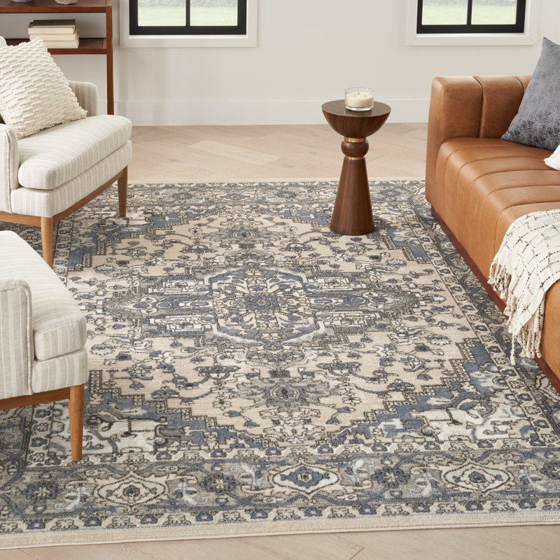 Tapis oriental en polypropylène / polyester tissé à la machine Sherlyn, Rectangle 3 pi 9 po x 5 pi 9 po