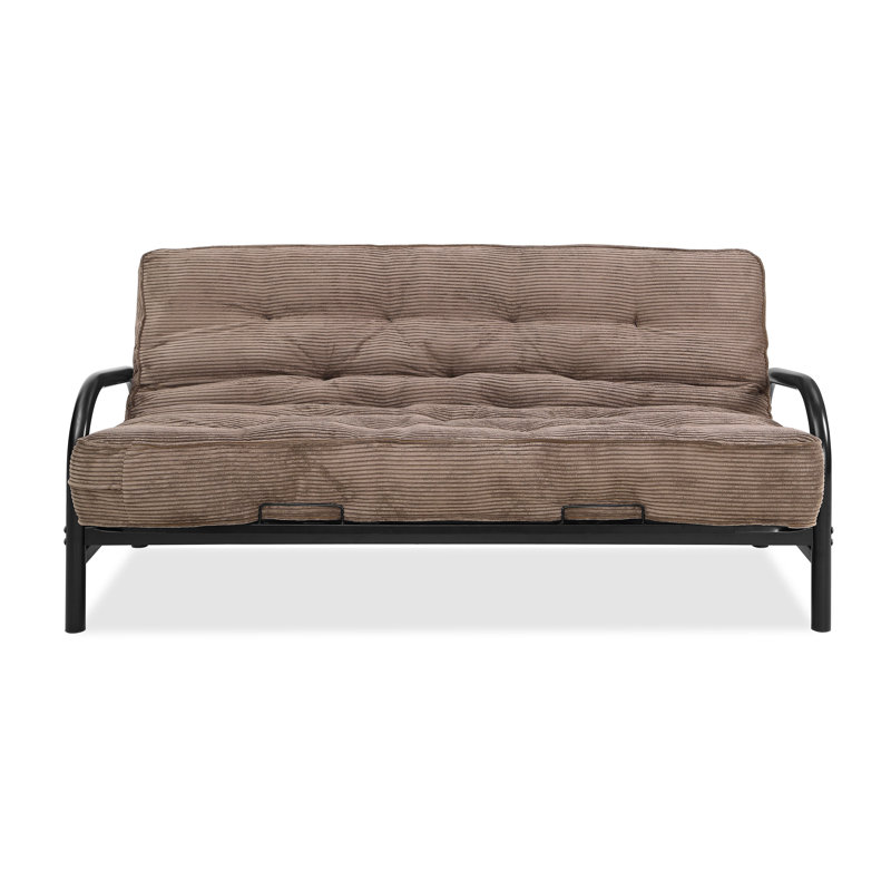 Futon et matelas Mcbrayer, Velours côtelé couleur chocolat