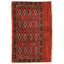 Hand Knotted Wool Area Rug in Red