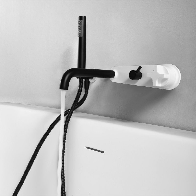 Luxurious Wall Mounted Tub Spout with Artificial Stone Panel and Handheld Shower Head