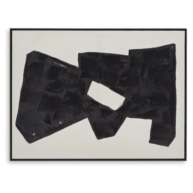 Garviery 30" x 40" Black and Beige Abstract Wall Art