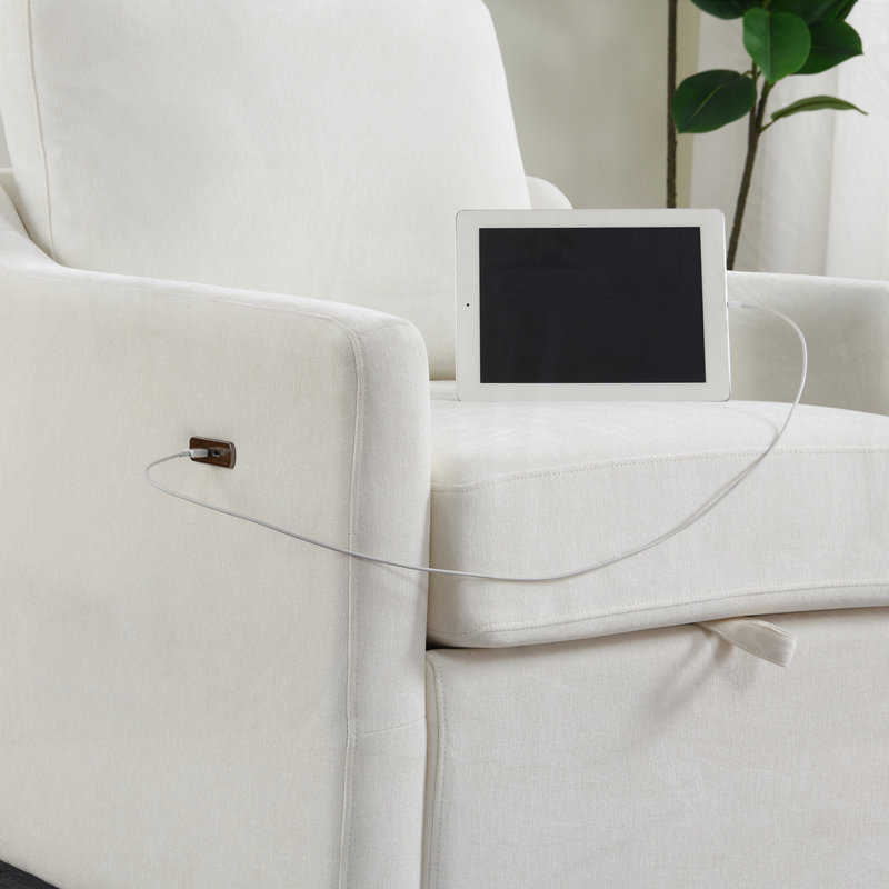 Fauteuil pivotant en chenille avec charge USB + TYPE-C et poche pour livre