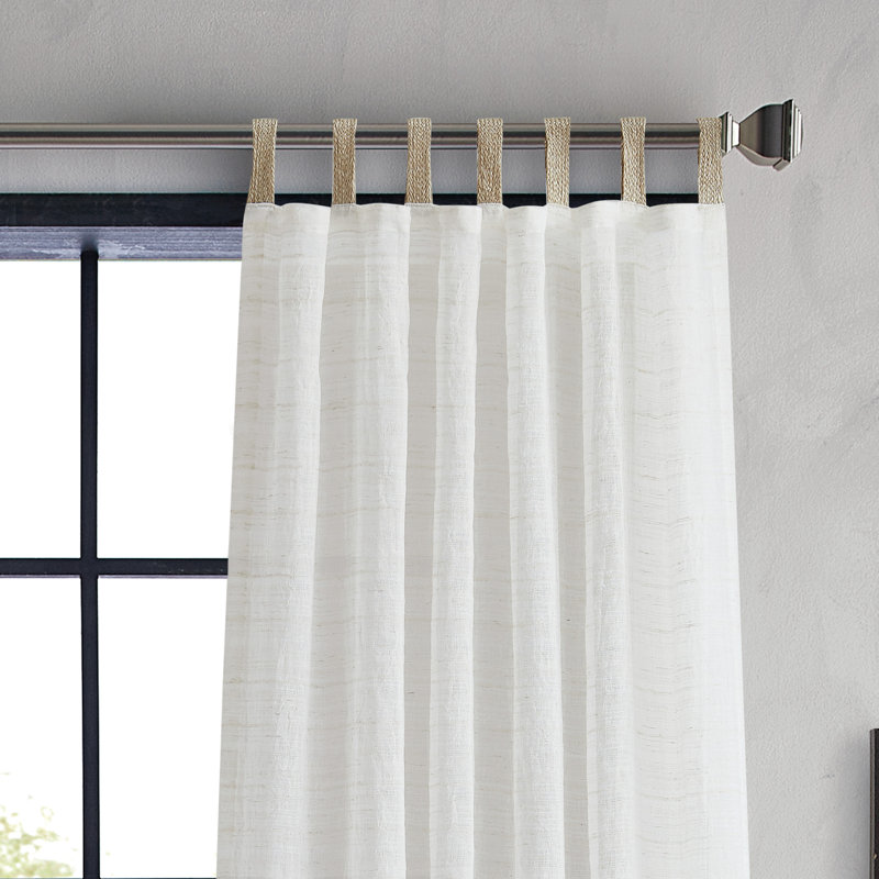 DKNY Antigua Jute Tab Curtain Panel Pair Linen (Set of 2), 50"" W x 96"" L