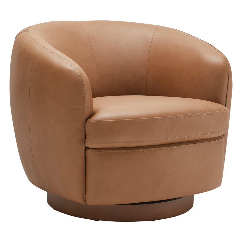Fauteuil demi-tonneau en cuir Marcy Geniue, Butternut Genuine Leather, Brown
