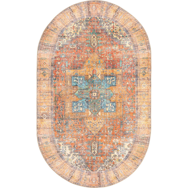 Chenille Geometric Indoor Rug, Oval 5' x 8'