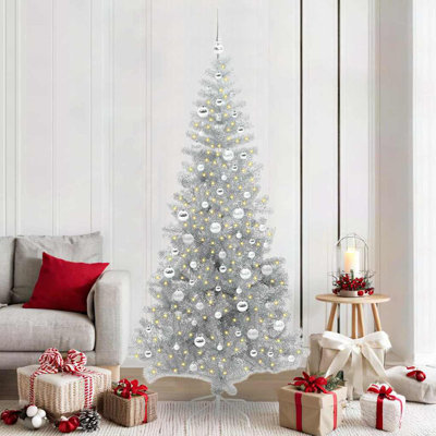 vidaXL Christmas Tree with 300 LEDs with Stand Silver PET