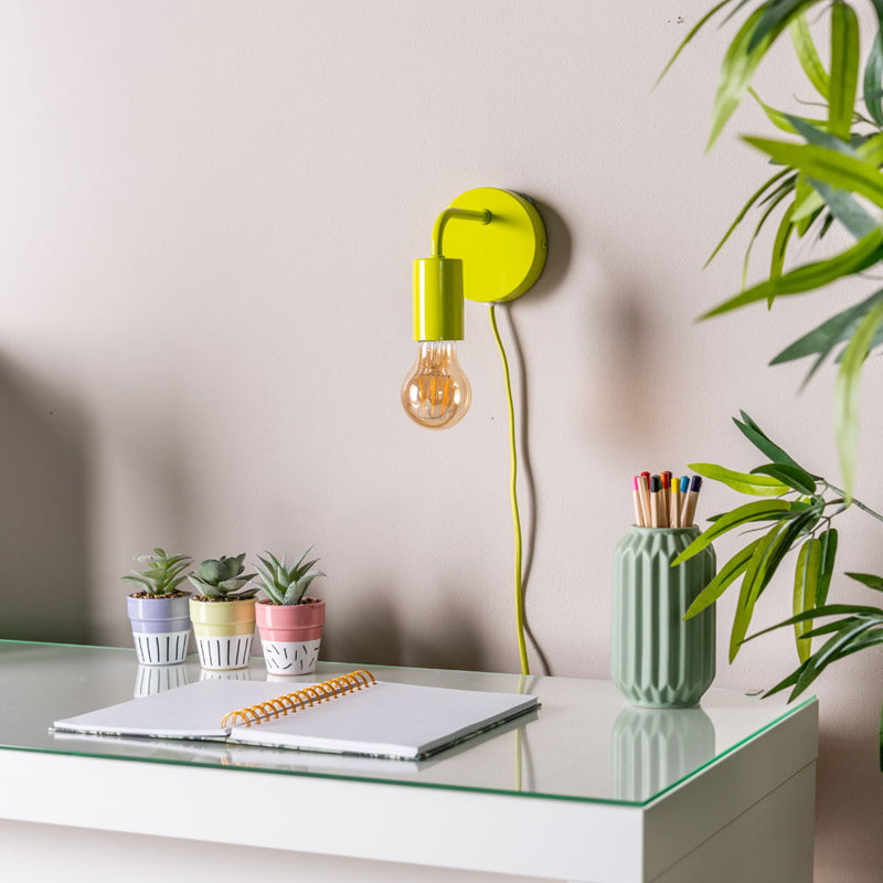 Caryol Plug-in Armed Sconce, Yes, Lime Green