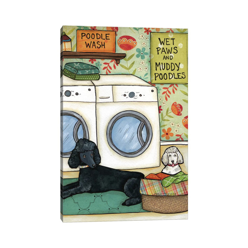 «Poodle Wash», impression sur toile tendue, 12" H x 8" W x 0.75" D