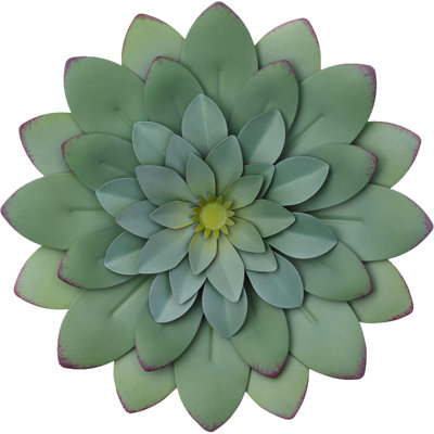 Succulent Metal Flowers Wall Decor Hand Painted 3D Flower Art Decoration For Living Room Bedroom Kitchen Bathroom Floral Decor For Indoor & Outdoor Use