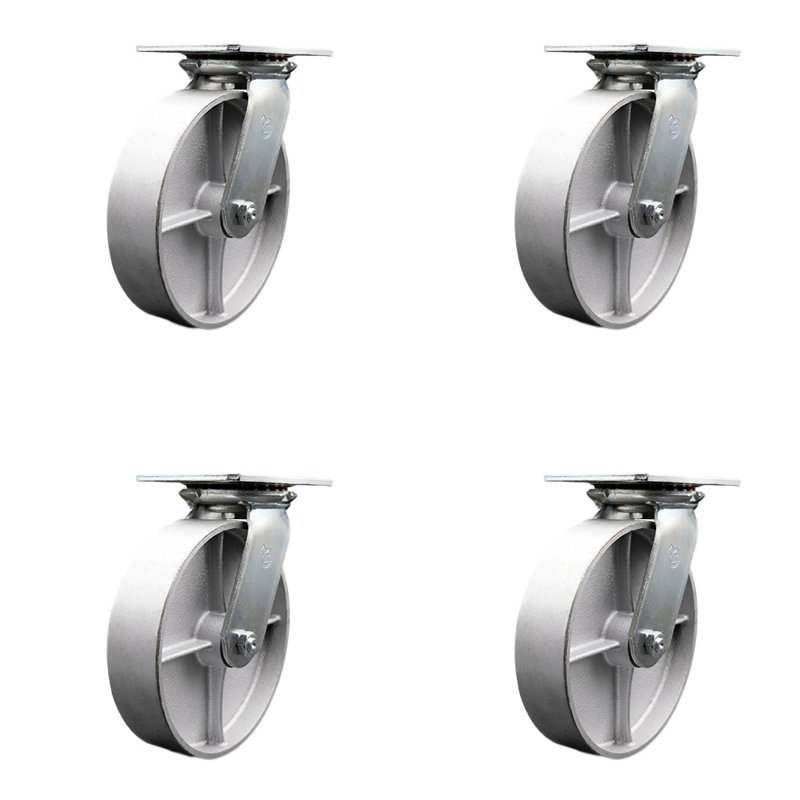 8 Inch Semi Steel Caster Set with Roller Bearings and Swivel Locks SCC