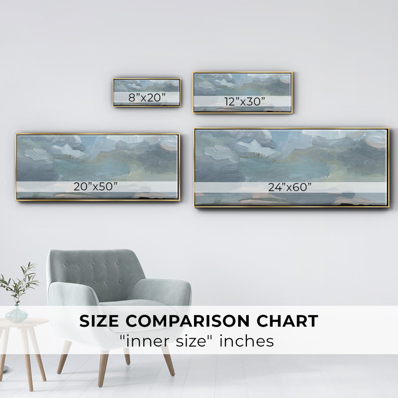 Cerulean Clouds II- Framed Canvas, 24" H x 60" W