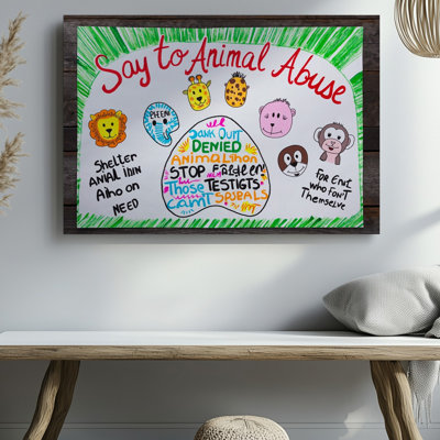 Canvas A Vibrant Hand Drawn Poster Promoting Animal Rights Bursts Forth Wall Art Against A Crisp White Background Framed By Lively Canvas Wall Art