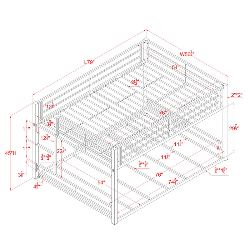 Lit superposé standard Ader, Blanc, Double sur double