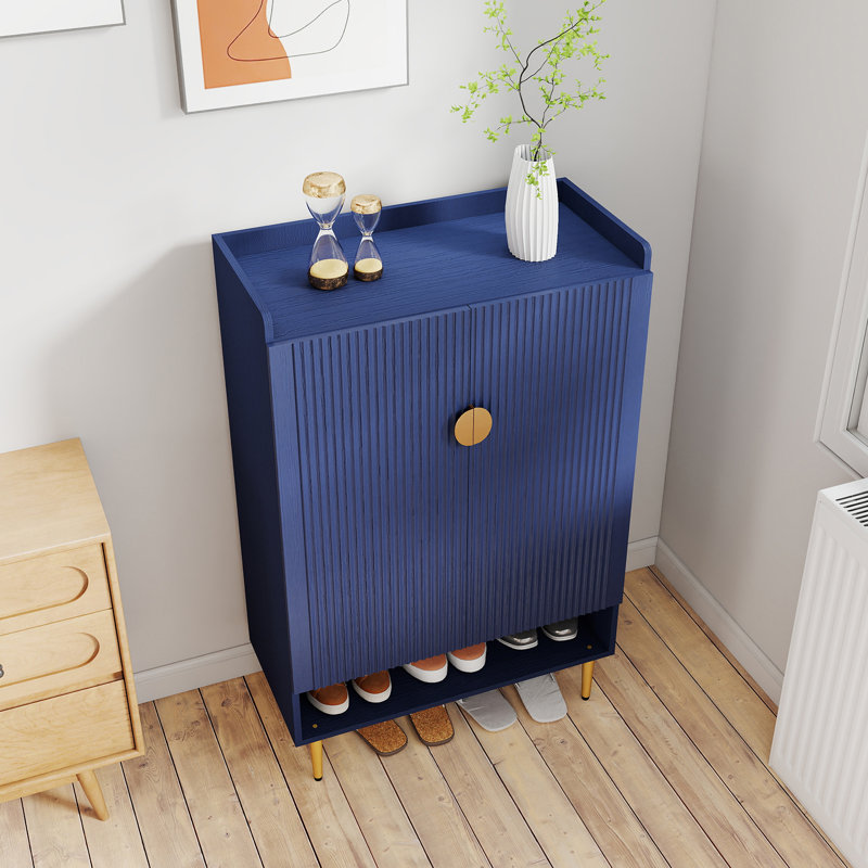 Rangement à chaussures moderne avec tablettes réglables, Bleu