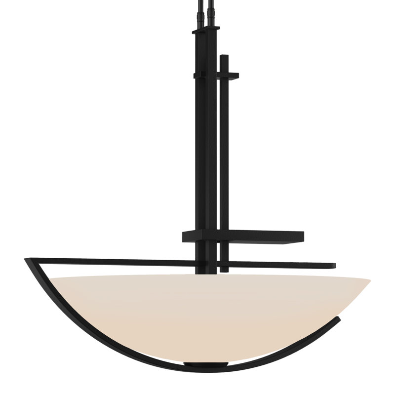 Ondrian 3 - Light Unique/Statement Bowl Pendant, Black, Opal