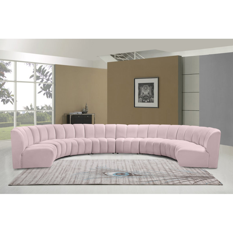 Canapé modulaire en velours Infinity, Velours rose, 8 pièces