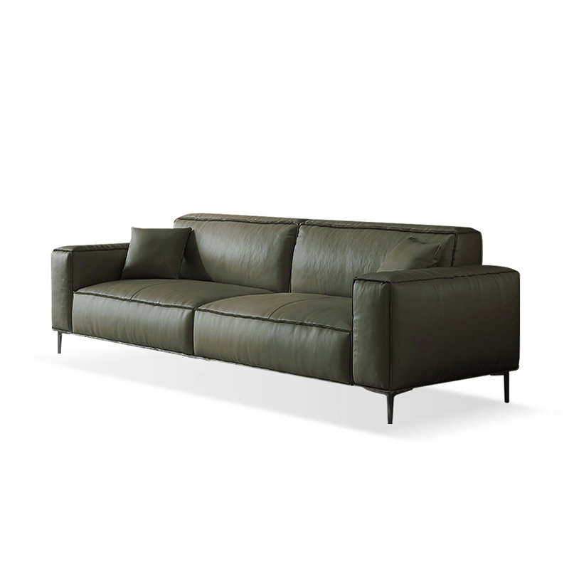 Canapé standard en cuir véritable vert, H 29,92 po x l 78,74 po x P 37,4 po, Vert