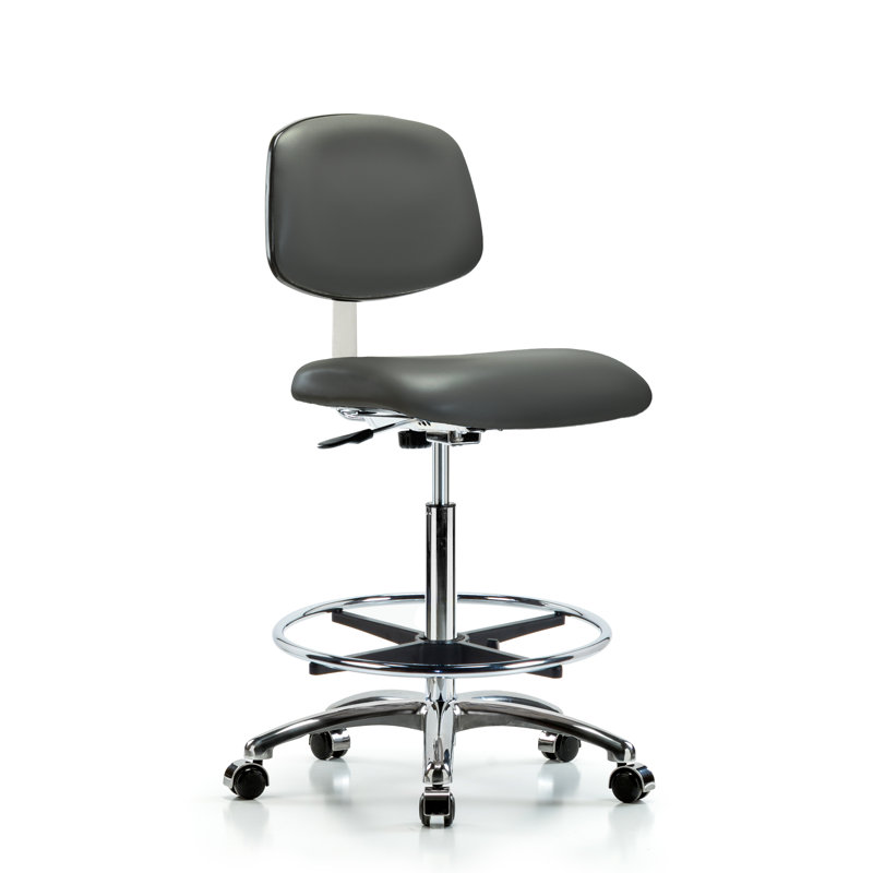 Chaise de travail en vinyle Pawsner, Roulettes, Carbone